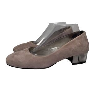 Girotti Pink Suede Pumps with Block Heel Womens Size 40 W? Slip On Classic Italy